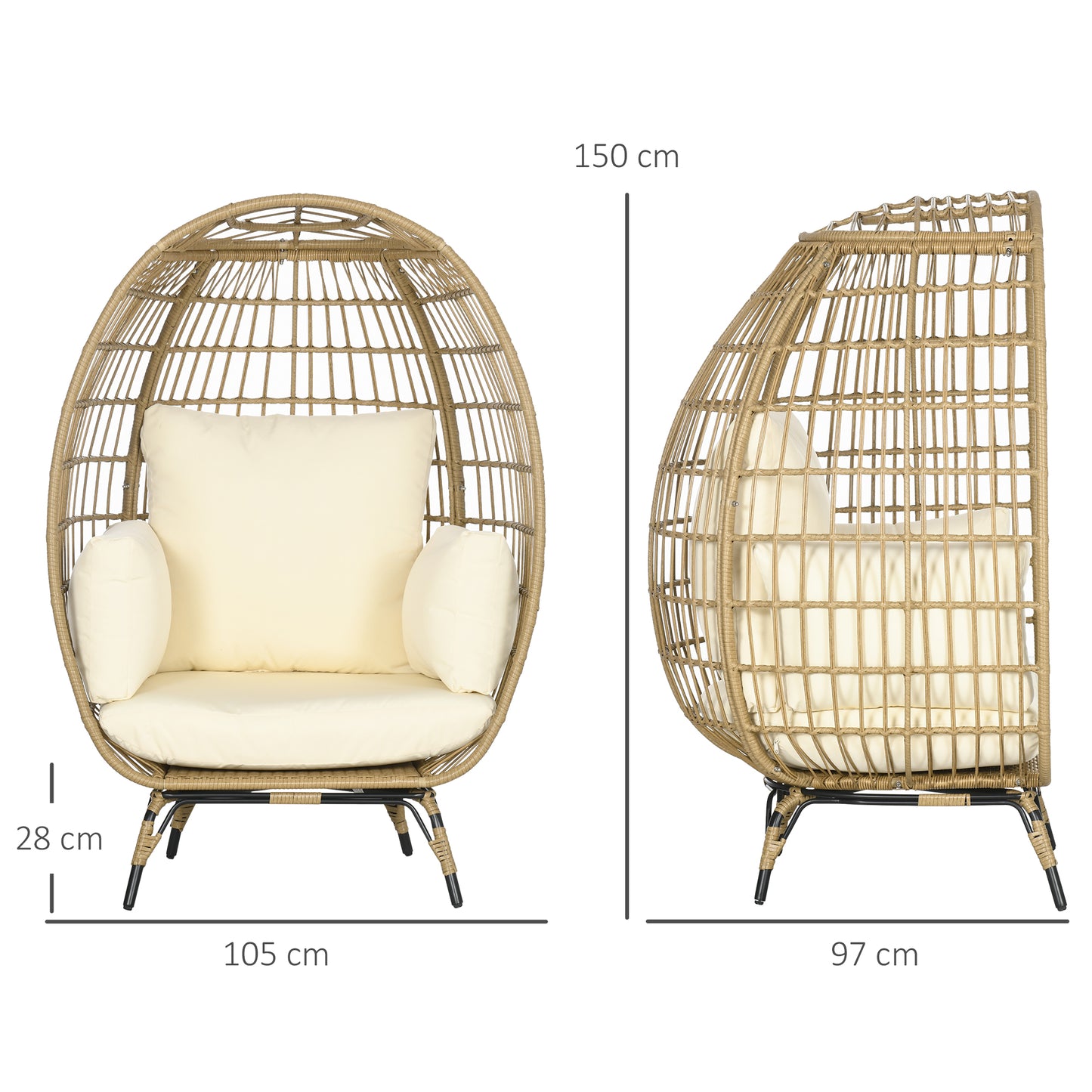 Rattan loungestol med hynder – havestol i polyrattan
