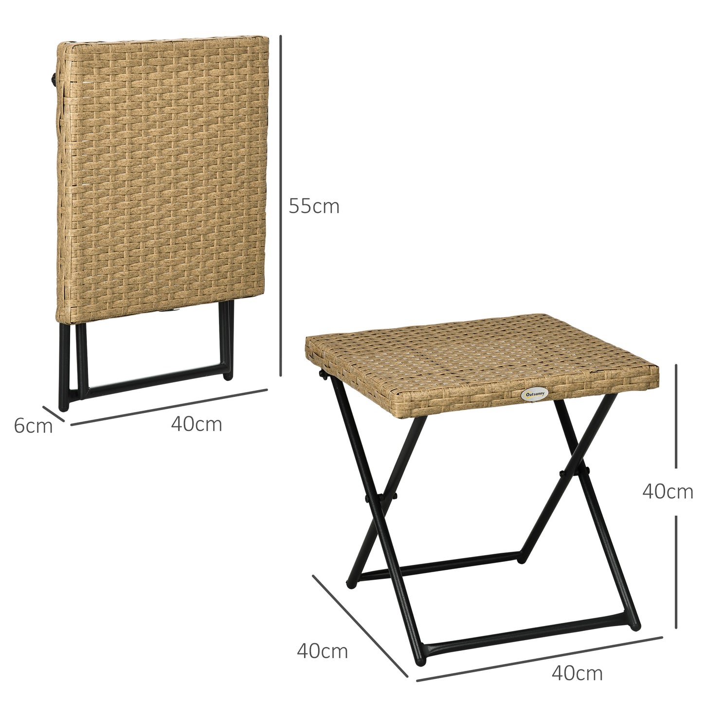 Foldbart sidebord til haven 40 x 40 cm