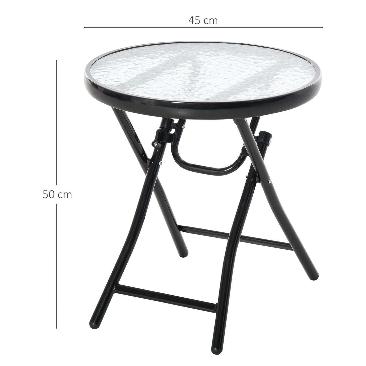 Havebord med glasplade – Foldbart sidebord til terrasse og altan
