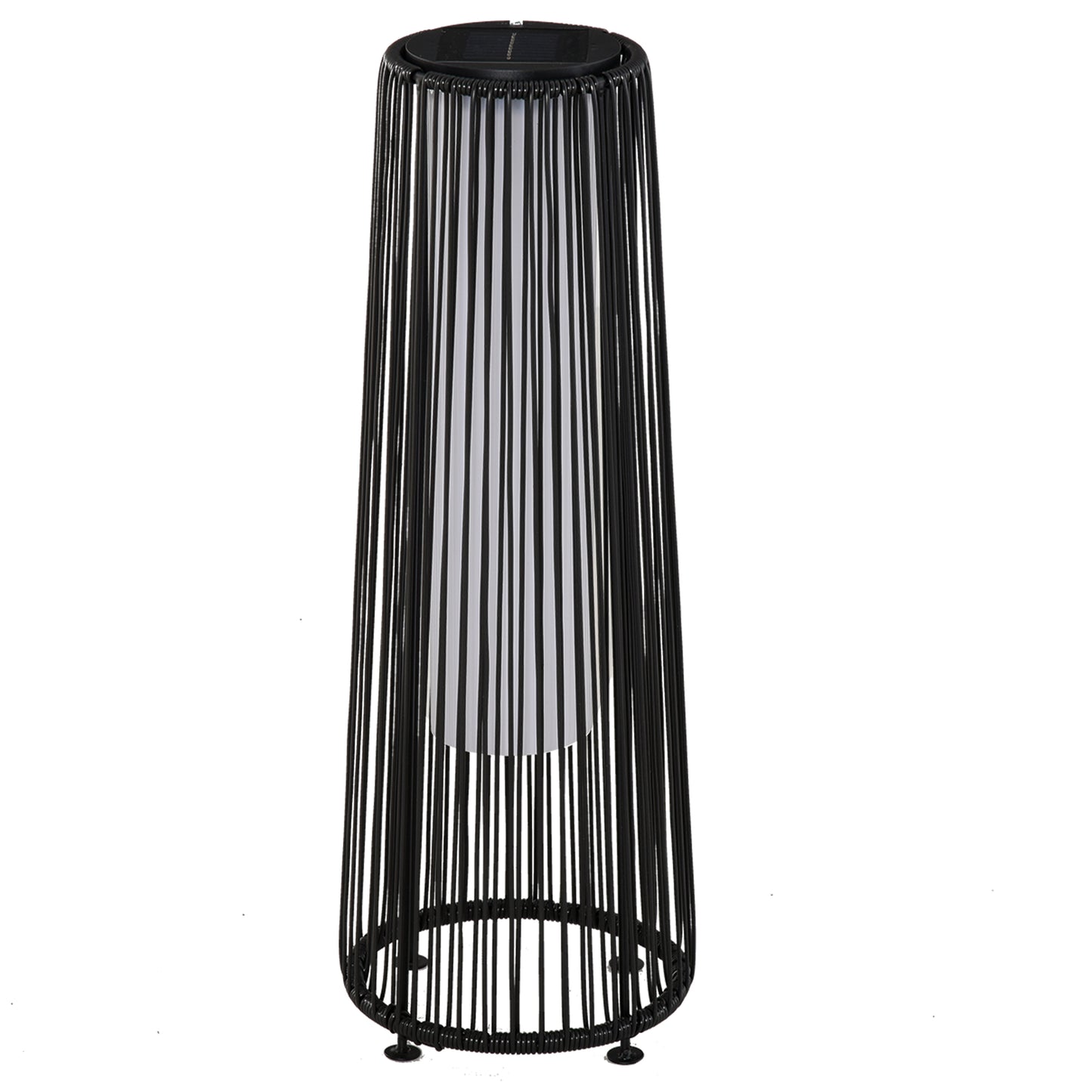 Outsunny have lampe, udendørs lampe, solenergi, 8 timers brændetid, rattan look, sort, 21,5 x 21,5 x 61 cm