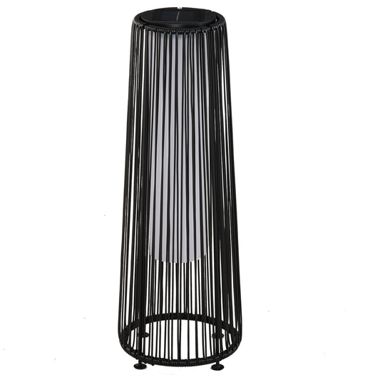 Outsunny have lampe, udendørs lampe, solenergi, 8 timers brændetid, rattan look, sort, 21,5 x 21,5 x 61 cm