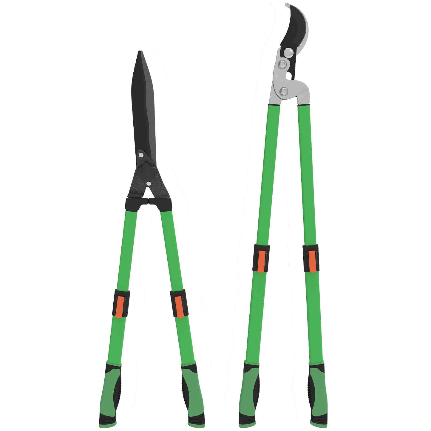 Outsunny Hækkeklipper sæt, 2-delt, Havemødesaks, Blad længde 90 cm, Takkesaks med metalblade, Udsparingshåndtag