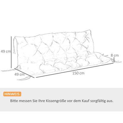 Outsunny 3-personers sofa pude, 150x98x8 cm, pude med bånd, pude til havemøbler, Hollywood gynge, lys grå