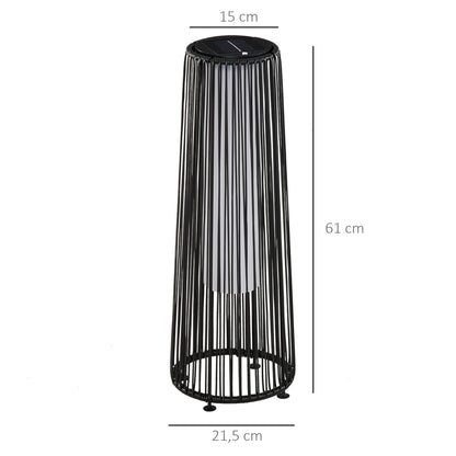 Outsunny have lampe, udendørs lampe, solenergi, 8 timers brændetid, rattan look, sort, 21,5 x 21,5 x 61 cm