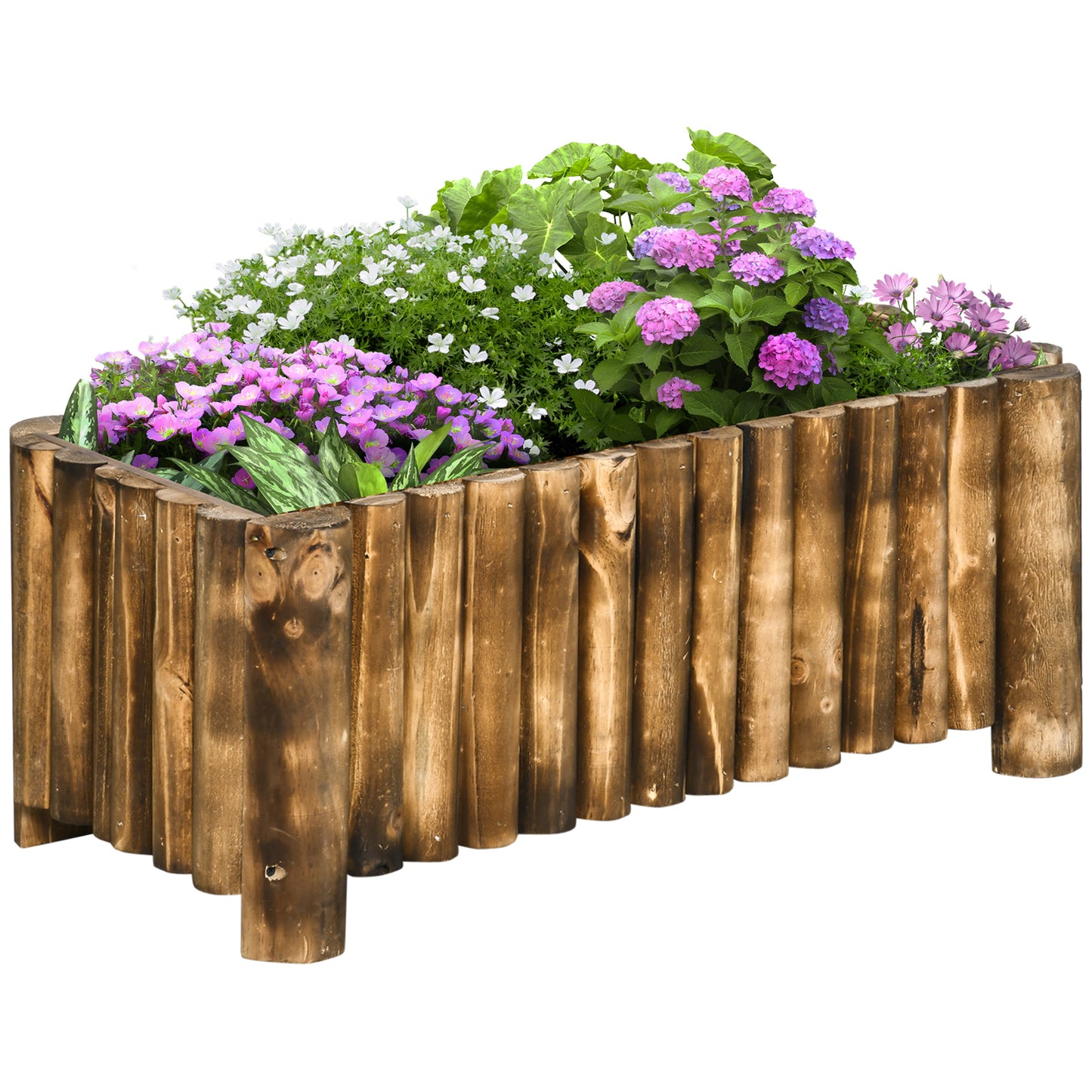 Outsunny hævet plantekasse, urtehave, grøntsagsbed, blomsterbed, plantekasse, fyrretræ 78x35x30 cm