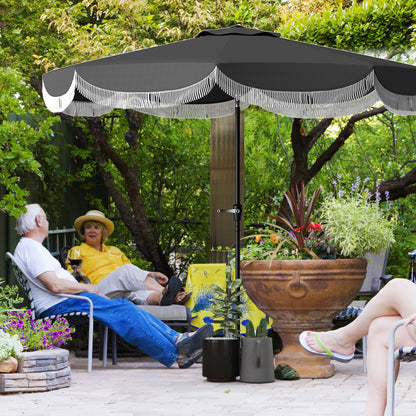Outsunny parasol Ø269 cm, UV-beskyttende parasol, ottekantet balkonparasol, solskærm til haven, mørkegrå