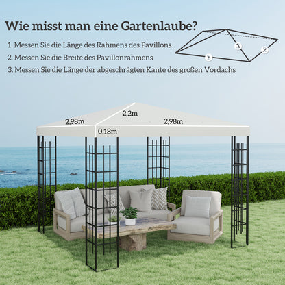 Outsunny 3 x 3 m erstatningsdug til pavillon, dug til havepavillon, med drænhuller, UPF30+, lysgrå