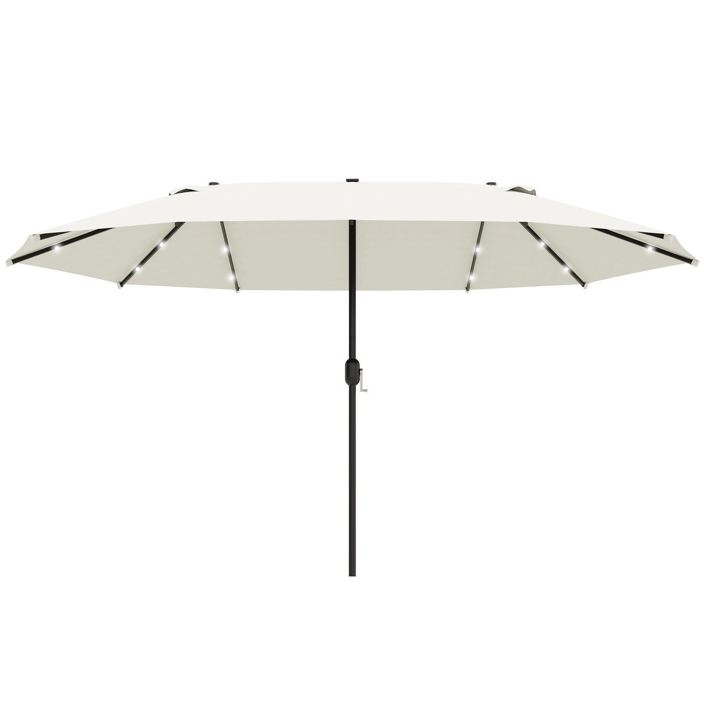 Dobbelt parasol med LED-lys 440 x 260 cm – Elfenben