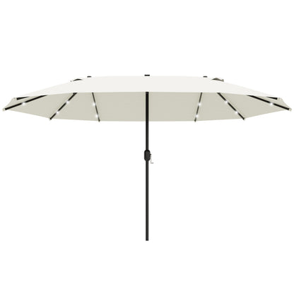 Dobbelt parasol med LED-lys 440 x 260 cm – Elfenben