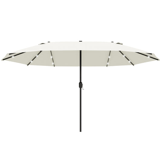 Dobbelt parasol med LED-lys 440 x 260 cm – Elfenben