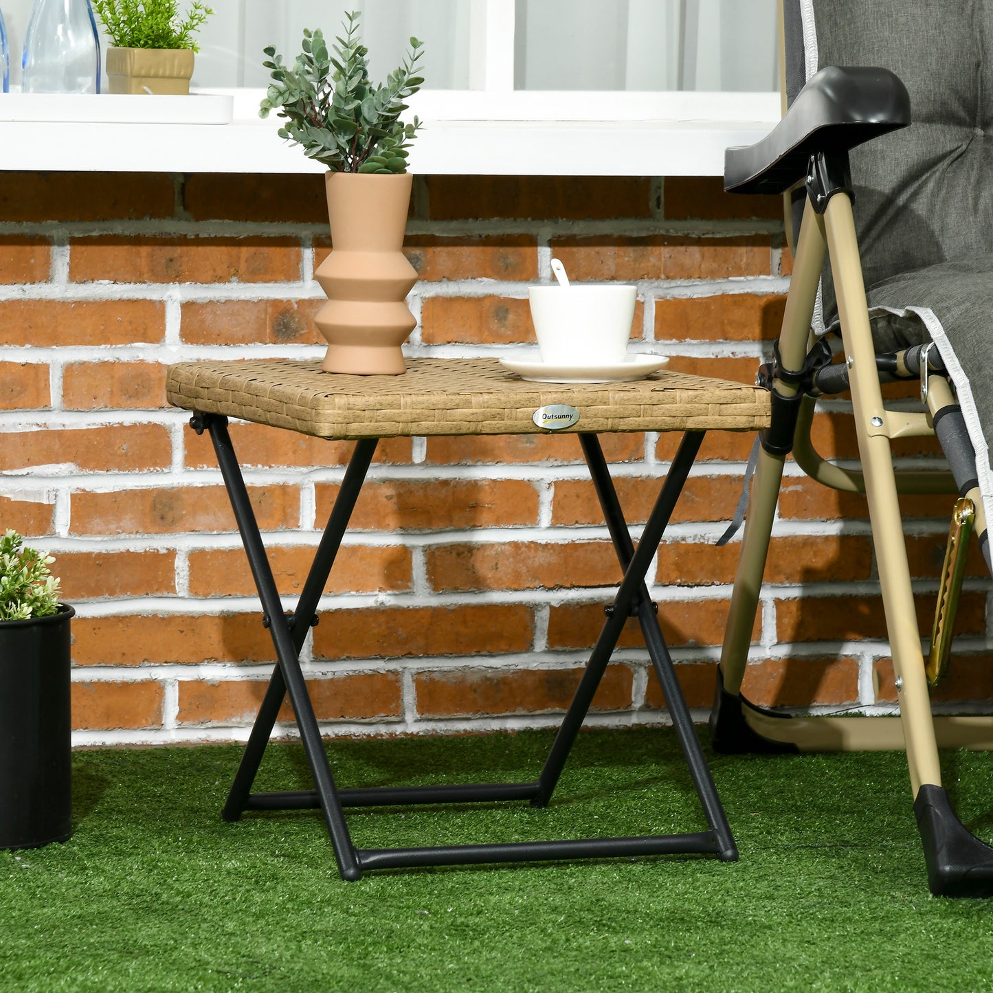 Foldbart sidebord til haven 40 x 40 cm 