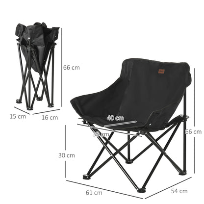 Outsunny campingstol, sammenfoldelig, stålramme, stofsæde, bæretaske, sort