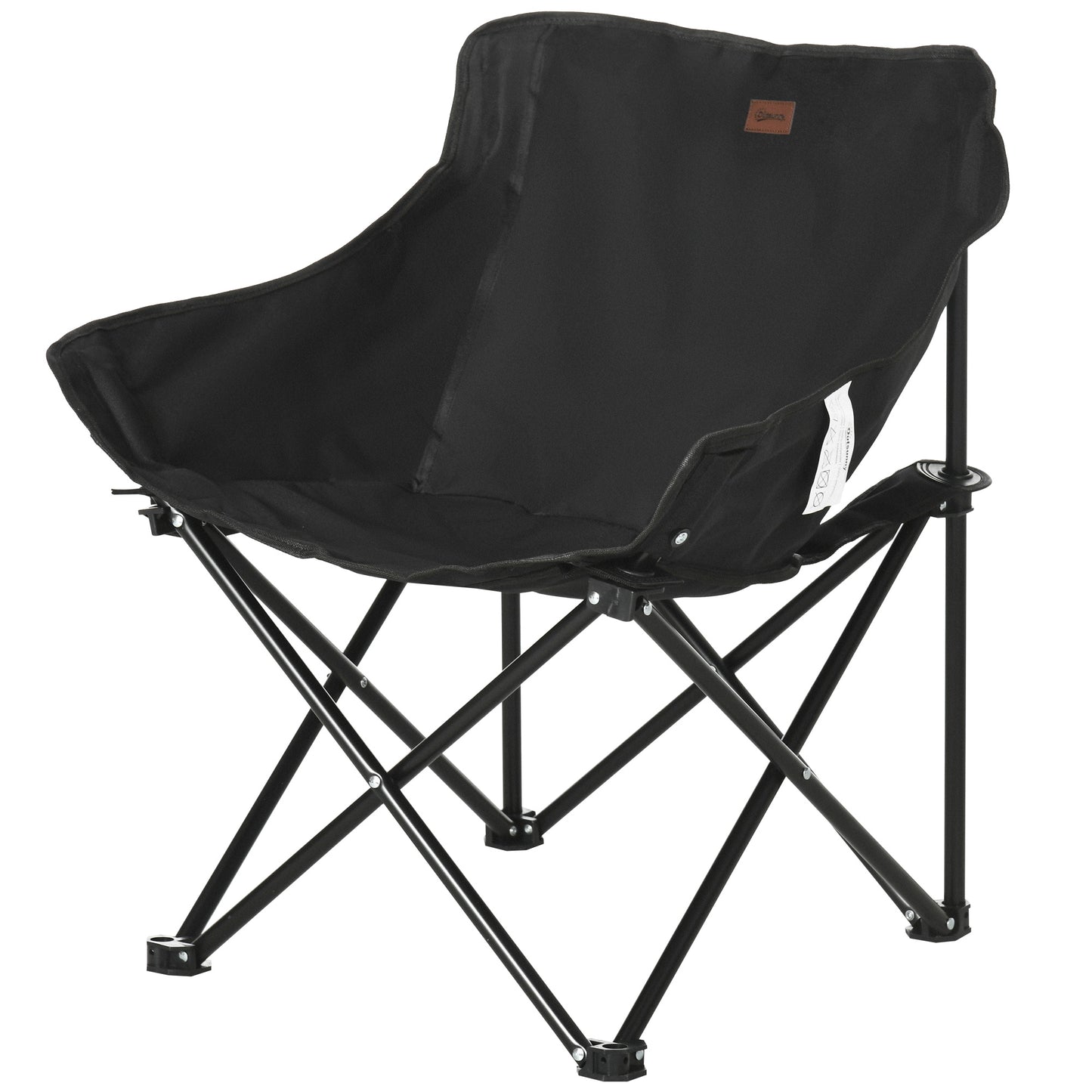 Outsunny campingstol, sammenfoldelig, stålramme, stofsæde, bæretaske, sort