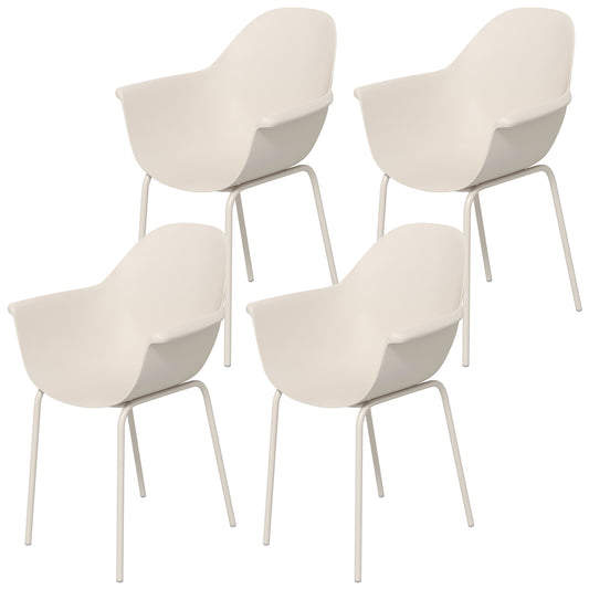 Outsunny Sæt af 4 Havestole Udendørs Stole Havestol Moderne Design 59 cm x 55 cm x 84 cm Grå