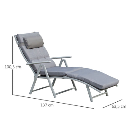 Outsunny justerbar liggestol med pude – Foldbar solseng i grå
