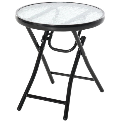 Havebord med glasplade – Foldbart sidebord til terrasse og altan