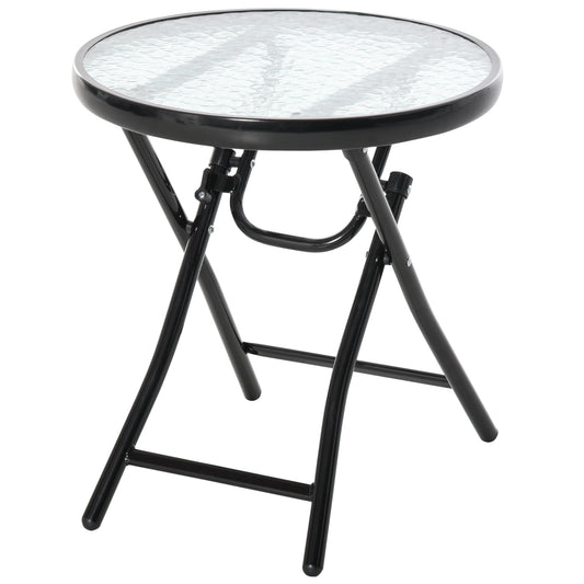 Havebord med glasplade – Foldbart sidebord til terrasse og altan
