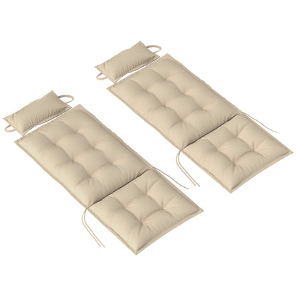 Outsunny 2-delt sæt vandafvisende liggestolspuder, haveliggestolspuder, 50x116x5 cm, beige