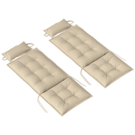 Outsunny 2-delt sæt vandafvisende liggestolspuder, haveliggestolspuder, 50x116x5 cm, beige
