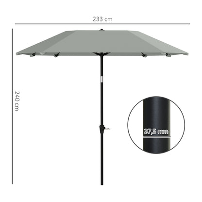 Mørkegrå parasol med hejs og knæk – Ø233 cm