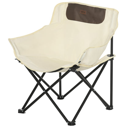 Outsunny campingstol, sammenfoldelig, stålramme, stofsæde, bæretaske, hvid