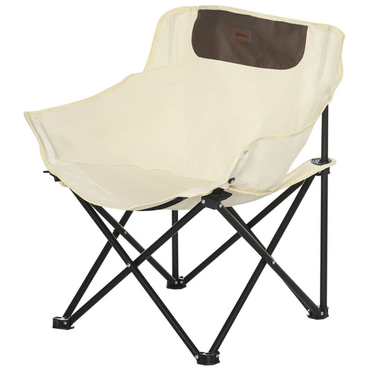 Outsunny campingstol, sammenfoldelig, stålramme, stofsæde, bæretaske, hvid