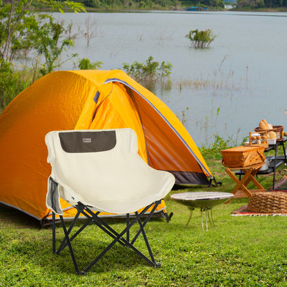 Outsunny campingstol, sammenfoldelig, stålramme, stofsæde, bæretaske, hvid