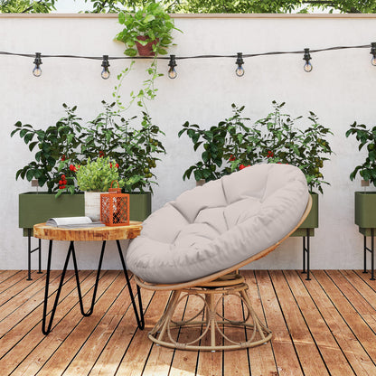 Outsunny Papasan stol, rattan, 360° drejelig rattan stol med siddepude, rund til udendørs brug