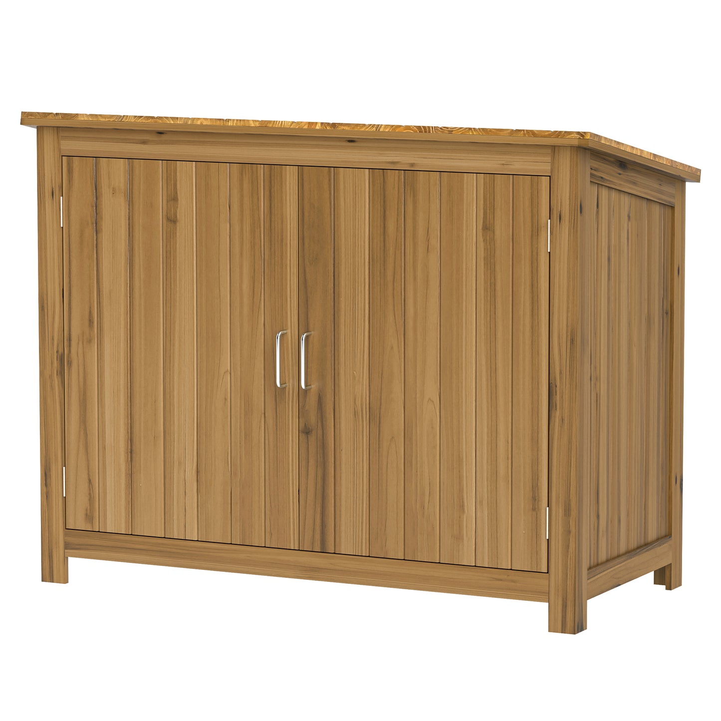 Outsunny havekasse, træskuffeskab med 2 hylder til have, terrasse, vejrbestandig, 110 x 50 x 85 cm, brun