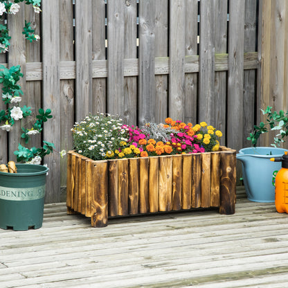 Outsunny hævet plantekasse, urtehave, grøntsagsbed, blomsterbed, plantekasse, fyrretræ 78x35x30 cm
