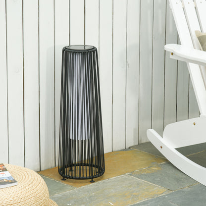 Outsunny have lampe, udendørs lampe, solenergi, 8 timers brændetid, rattan look, sort, 21,5 x 21,5 x 61 cm