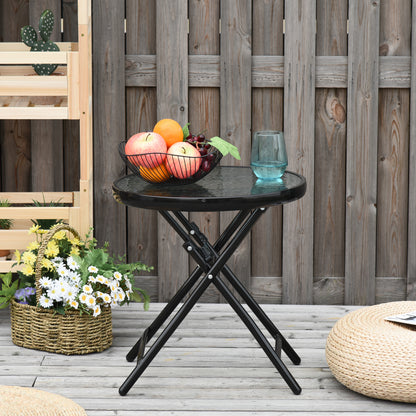 Havebord med glasplade – Foldbart sidebord til terrasse og altan