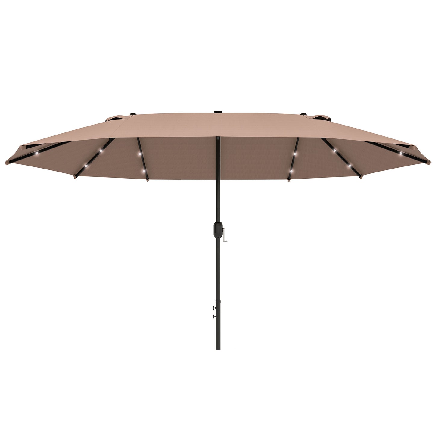 dobbelt parasol med LED-lys – Khaki