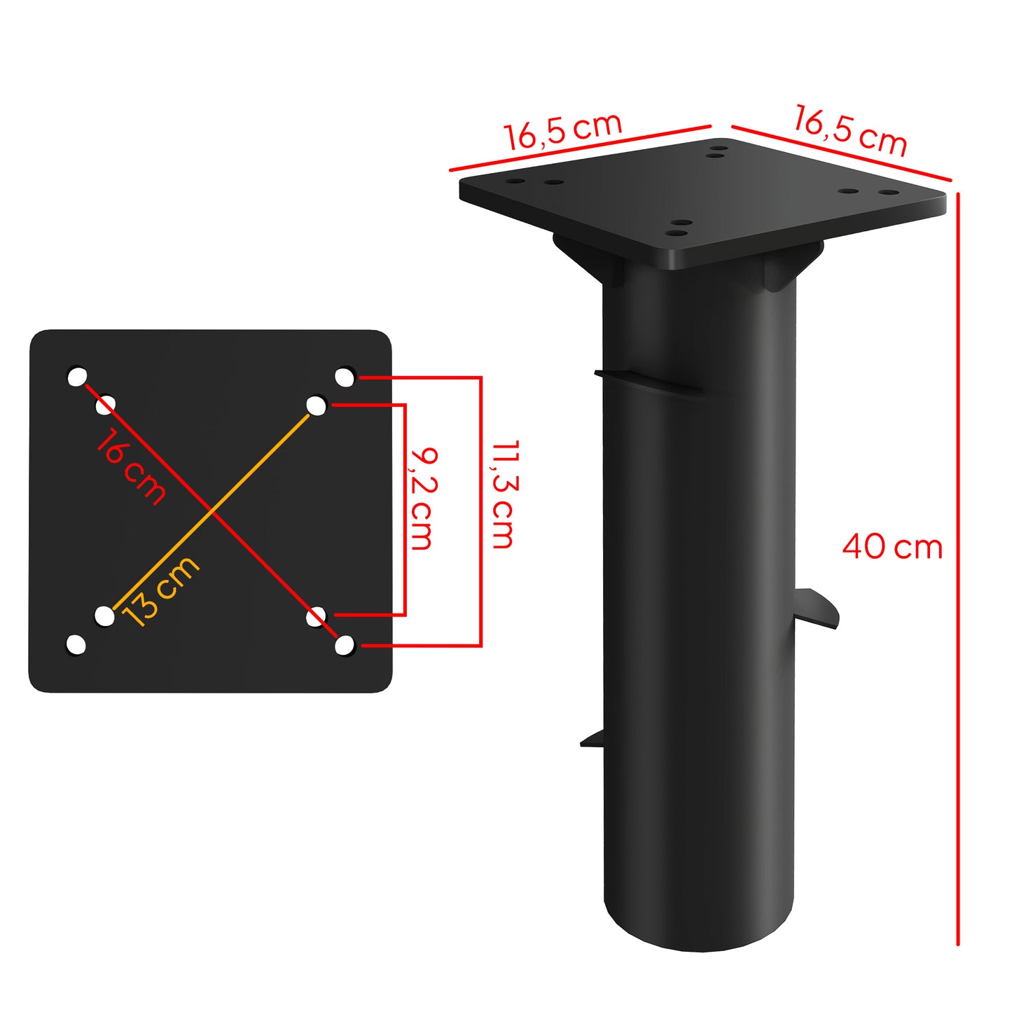 Outsunny parasolstand, parasolfod, jordholder til parasoller, fast installation, metal, mørkegrå
