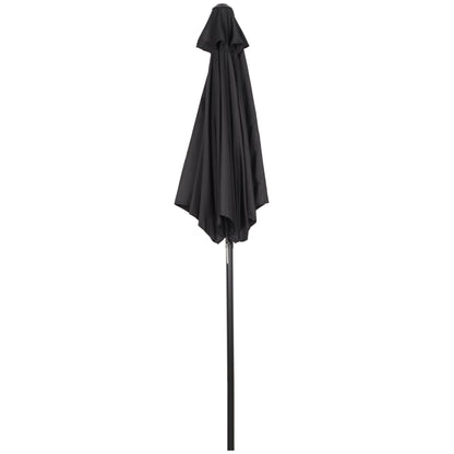 Outsunny Parasol Ø196 cm, sekskantet balkonparasol til strand, balkon, have, sort