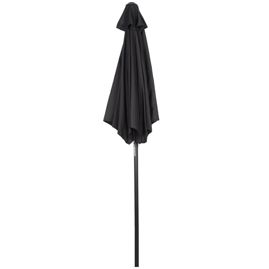 Outsunny Parasol Ø196 cm, sekskantet balkonparasol til strand, balkon, have, sort