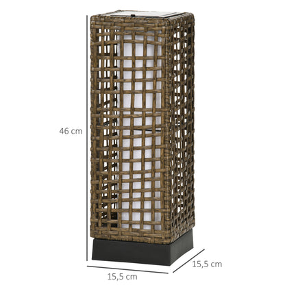 Outsunny udendørs lampe, have lampe, solenergi, 8 timers lys, automatisk tænding, rattanlook, 15,5 x 15,5 x 46 cm