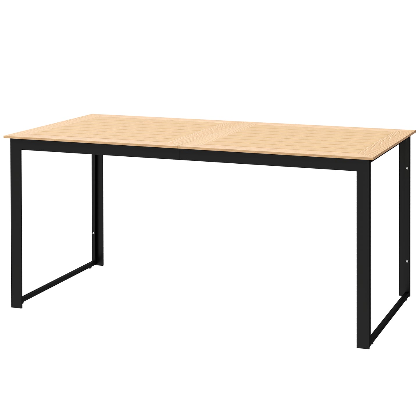 Outsunny Havebord til 6 personer 160 x 80 cm Vejrbestandigt balkonbord med lamelbund, Udenbuffetbord af teaktræ