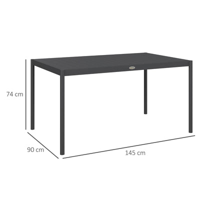Outsunny havetabel, udendørs bord, vejrbestandig, aluminium, 145 x 90 x 74 cm, mørkegrå