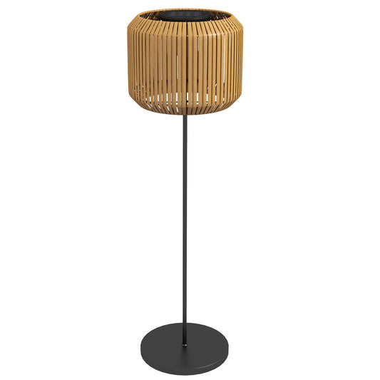 Outsunny Rattan Outdoor Lamp, Solar Garden Lamp, Automatic Switch-On, LED, Weatherproof, Metal Frame, Ø34 x 130cm, Black/Yellow