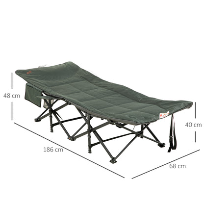 Outsunny liggestol, sammenfoldelig, justerbar ryg, med kopholder, op til 120 kg, 68 x 186 x 48 cm, grå