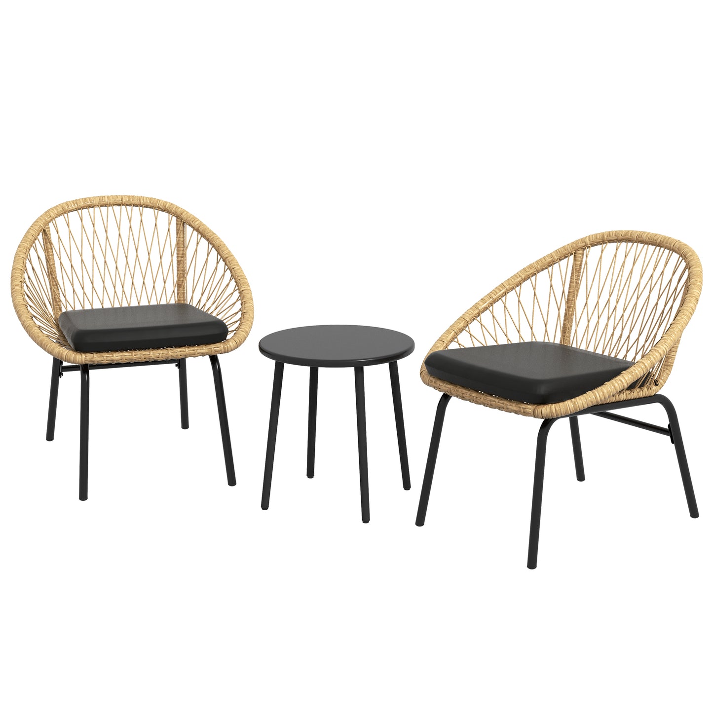 Outsunny rattan havemøbel sæt, 2 lænestole og bord, gul
