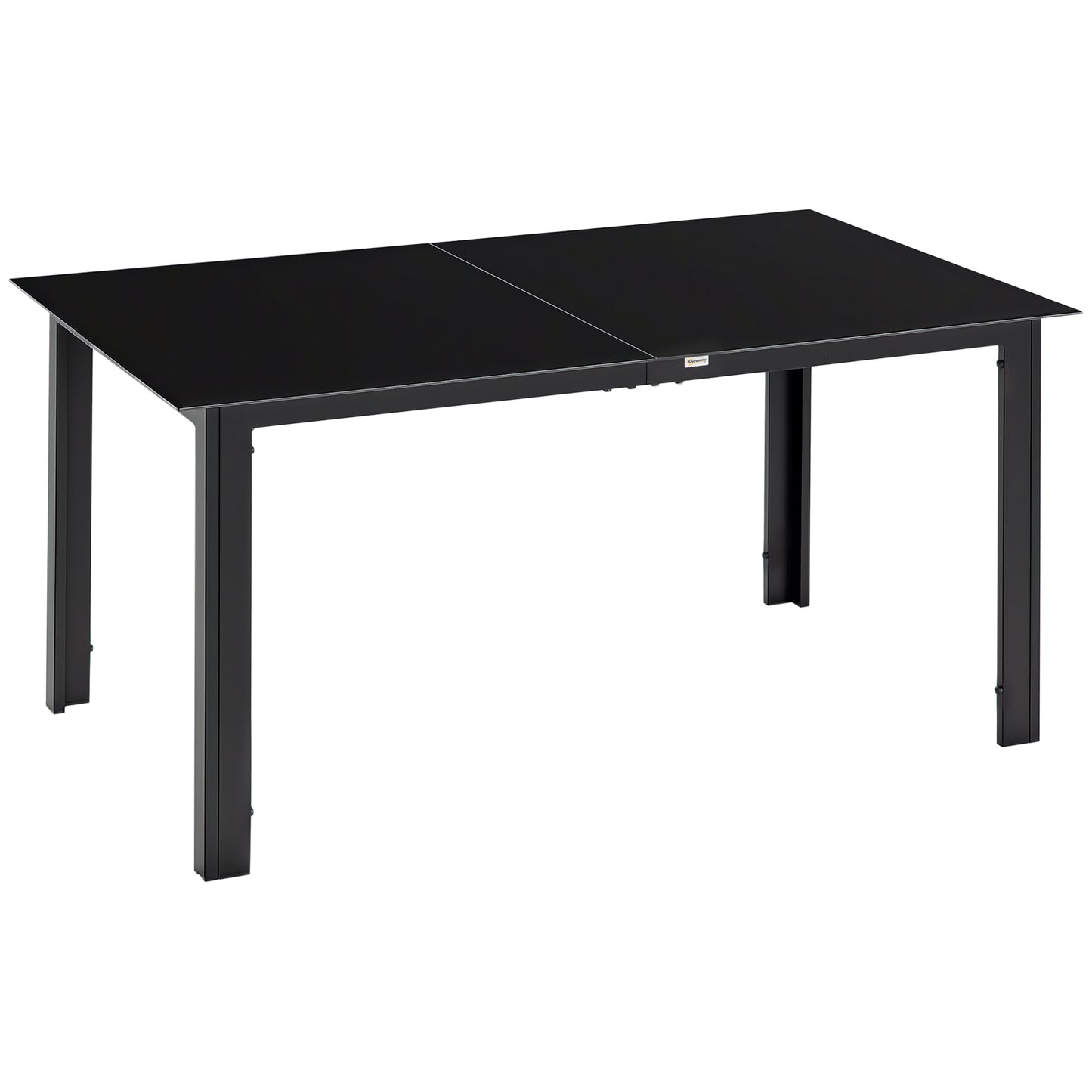Outsunny havetabel til 6 personer, vejrbestandig, hærdet glas, terrassebord, 150 cm x 90 cm x 74 cm, sort