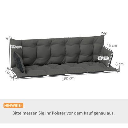 Outsunny Udendørs Hyndesæt til Bænk eller Hollywood Gynge, To-farvet, Polyester, Skum, 180 x 110 x 8 cm, Mørkegrå
