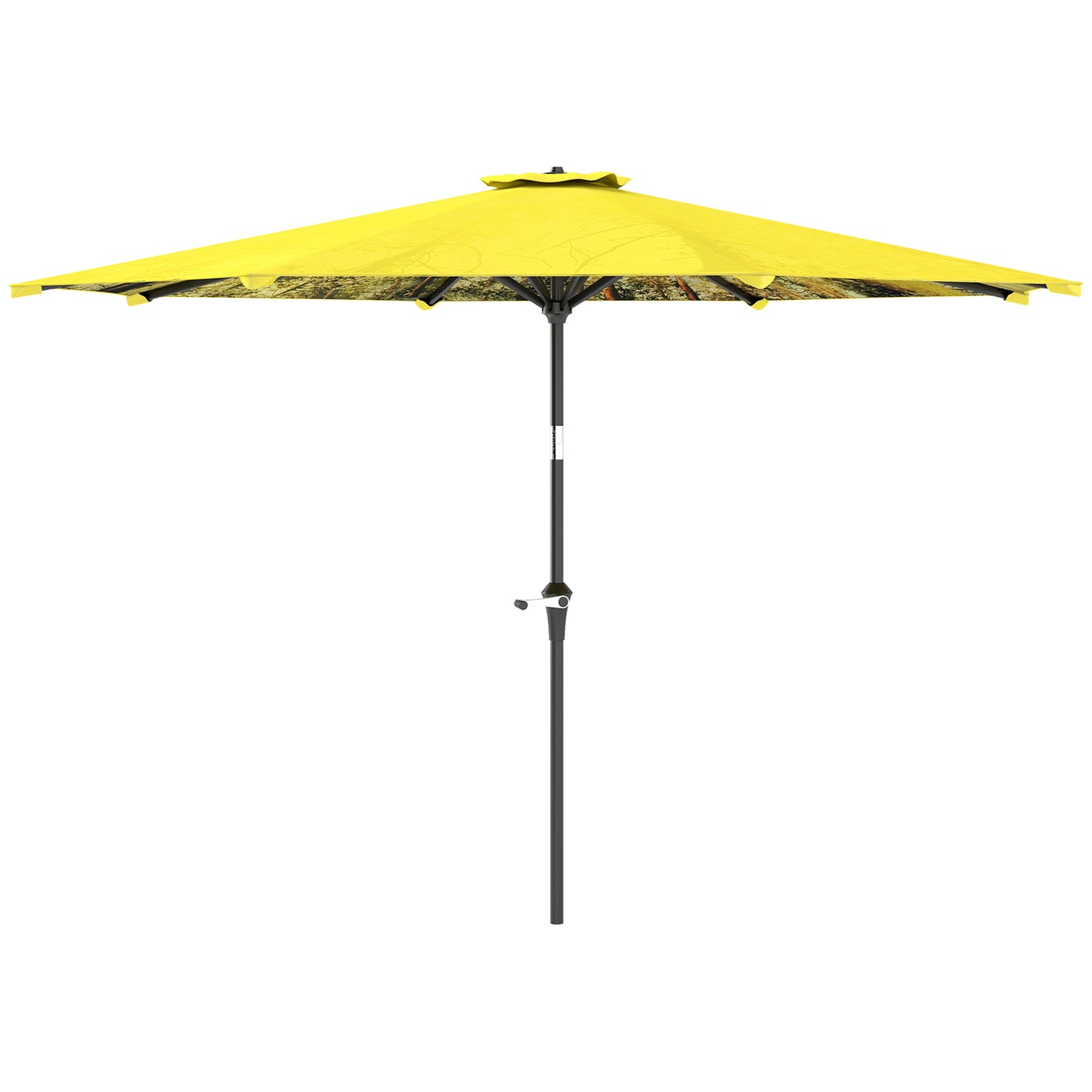 Outsunny Parasol Ø300 cm, Parasol med Håndsving, Achtekantet Balkonparasol Gul