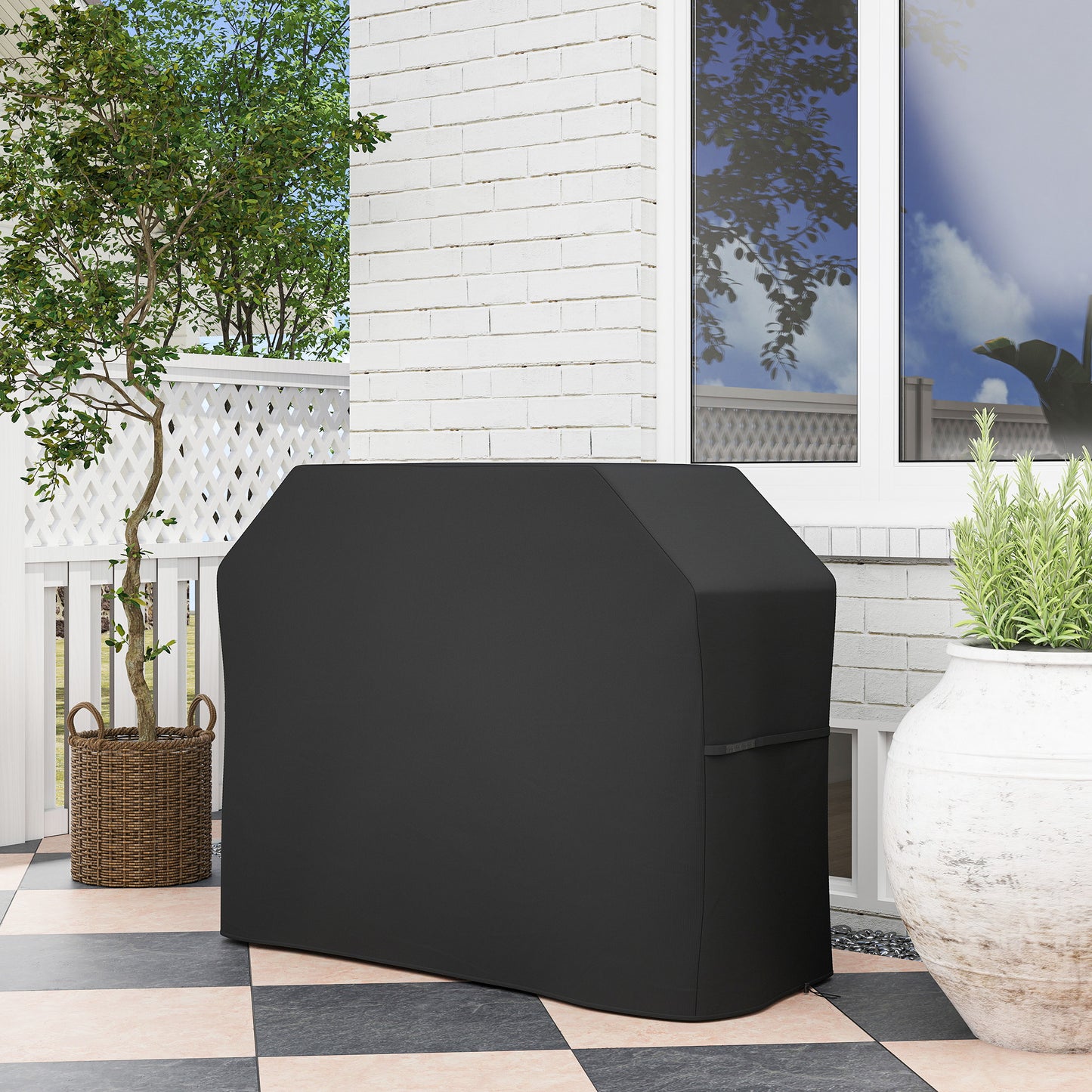 Outsunny Grill Cover, Beskyttelsesovertræk til Grills, Vejrbestandig, 147 x 61 x 120 cm, Sort