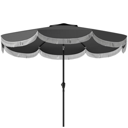 Outsunny parasol Ø269 cm, UV-beskyttende parasol, ottekantet balkonparasol, solskærm til haven, mørkegrå