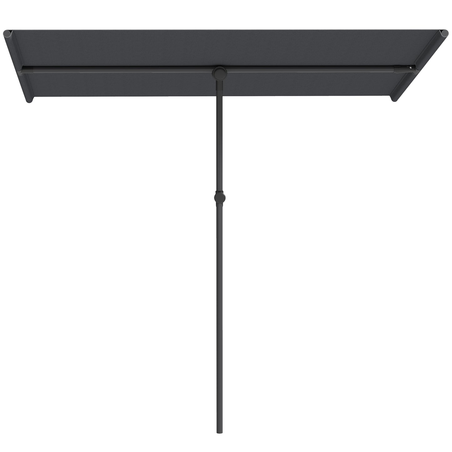 Outsunny Parasol, 180 grader drejelig, højdejusterbar, haveparasol med aluminiumsstang, 150x205cm, mørkegrå