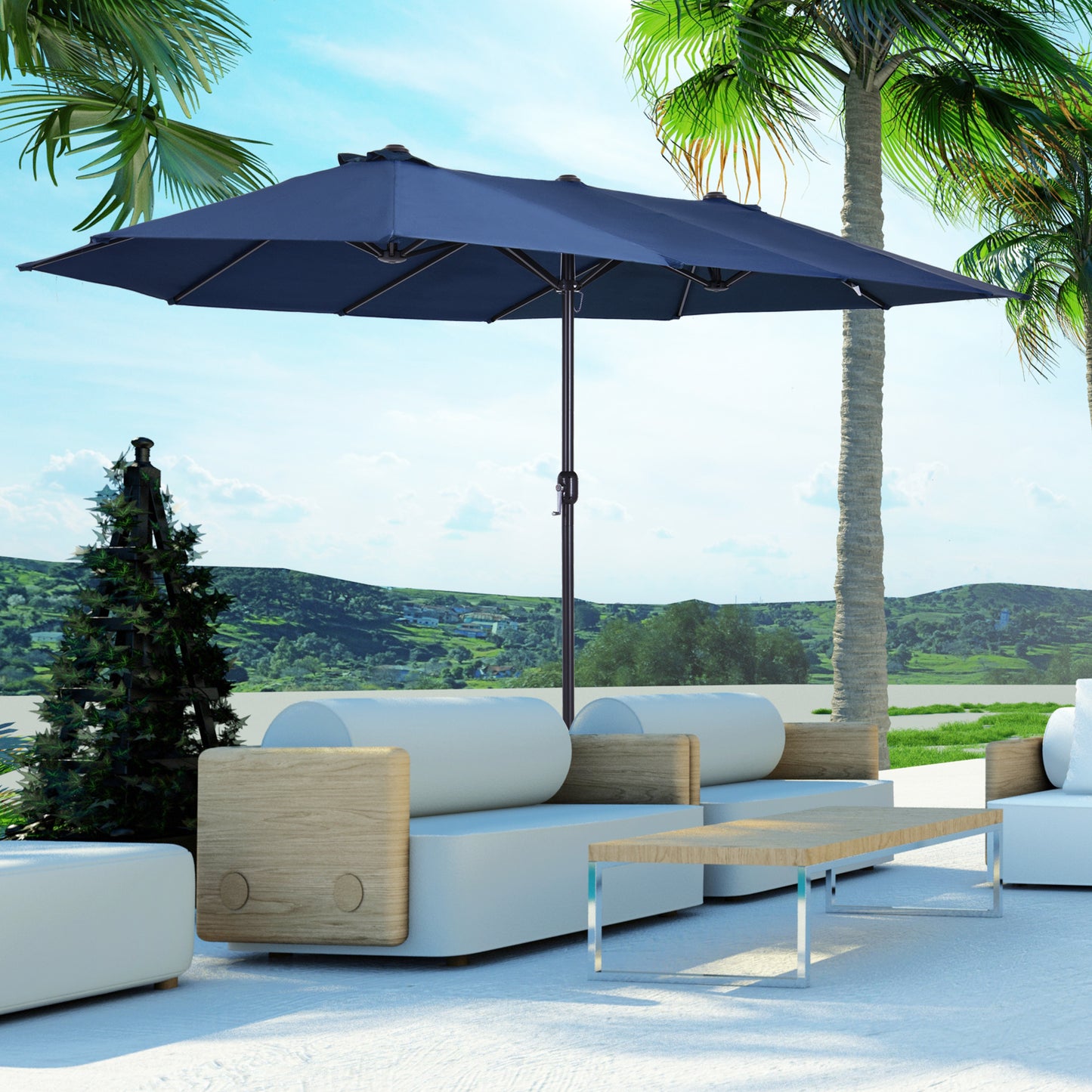 Dobbelt parasol 460 x 270 cm – Blå