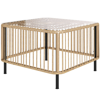 Sidebord i polyrattan med glasplade 65 x 65 cm